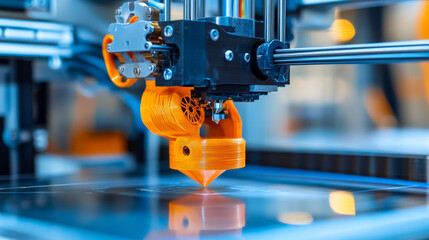 A 3D printer uses filament to create objects based on digital designs. The printer follows instructions called G-code to build layer by layer, creating a prototype from a 3D model.