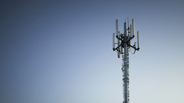 A 5G cell tower sends wireless internet signals to mobile phones. This tower broadcasts data to your phone, letting you use the internet on the go.
