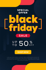 black friday vertical banner illustration design in flat style