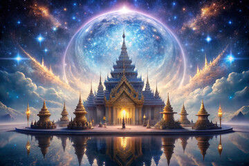 Buddha statue in temple. Generative AI