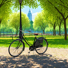 Fototapeta premium Bicycle Parked In The Park