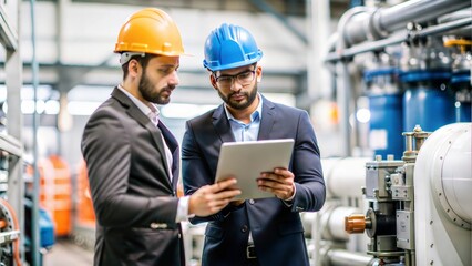 Engineers Inspecting Factory Equipment - Engineers inspecting and maintaining equipment in an Indian industrial facility.
