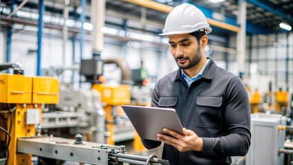 Manufacturing Engineer in India - An engineer working on manufacturing processes in a factory environment.
