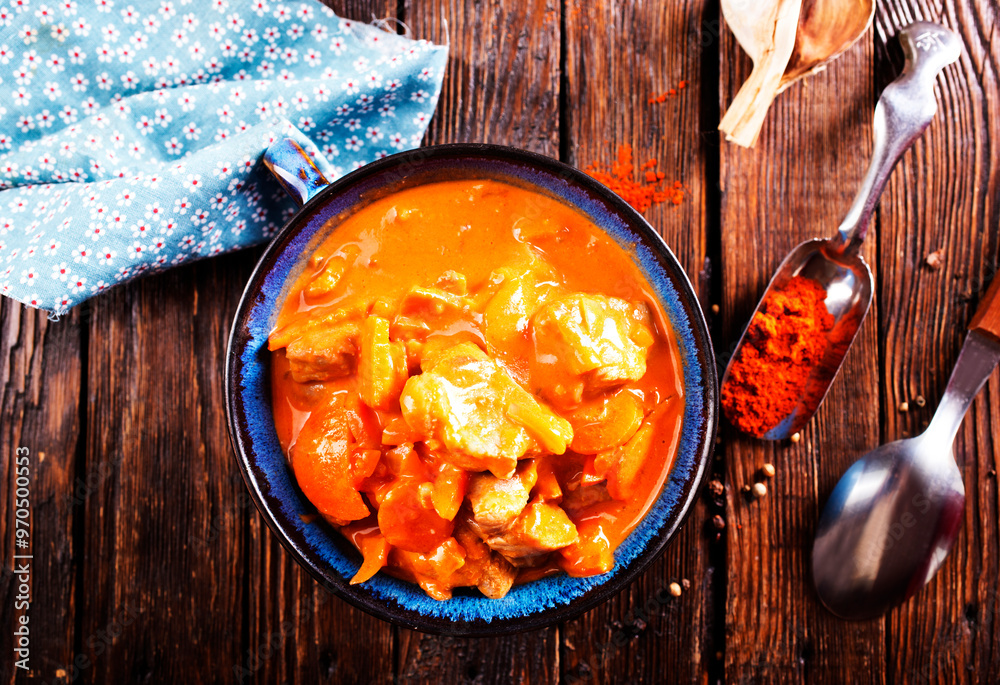 Poster Vegetable stew with meat and spice