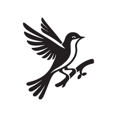 Black bird Flight in silhouette vector drawing logotype bird logo bird  icon bird symble, symble icon clip art isolated on white background