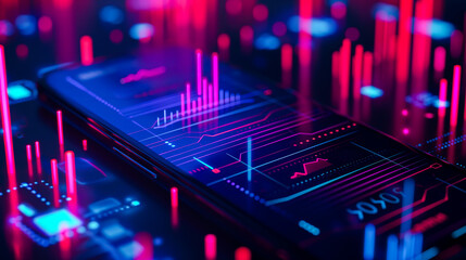 Vibrant Abstract Representation of a Smartphone Screen Highlighting Strong Signal Strength and Connectivity in Diverse Environments