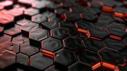 Obraz premium Digital Hexagon Abstract Background with Intricate Details and Depth, Plain Background, Copy Space, Hexagon, Abstract