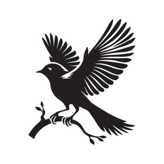 Fototapeta premium Black bird Flight in silhouette vector drawing logotype bird logo bird icon bird symble, symble icon clip art isolated on white background