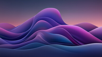 Fototapeta premium Dreamlike Hills in Gradient Purple and Blue Tones, Abstract Landscape