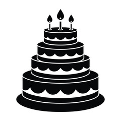 Tiered birthday cake with candles icon