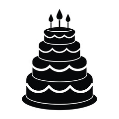 Tiered birthday cake with candles icon