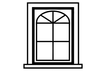 
Window icon, window frame, vector symbol in outline isolated on white background.

