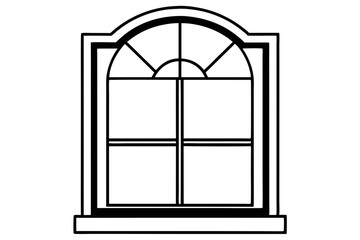
Window icon, window frame, vector symbol in outline isolated on white background.

