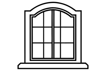 
Window icon, window frame, vector symbol in outline isolated on white background.
