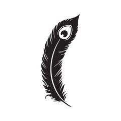 Obraz premium Peacock feather quill pen vector - quill pen illustration in black and white