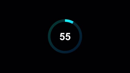 Countdown one minute animation from 60 to 0 seconds, 60 second countdown Animation with background, 1 minutes countdown. 
