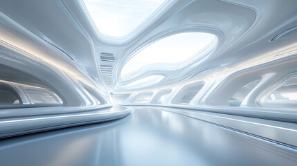 Naklejka premium A futuristic building interior with a 3D design that feels like you can see in every direction.