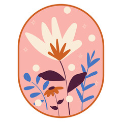 Naive Sticker Plant and Flowers