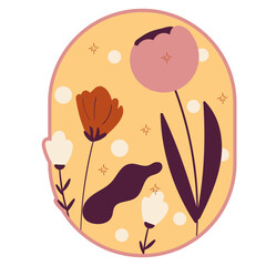 Naive Sticker Plant and Flowers