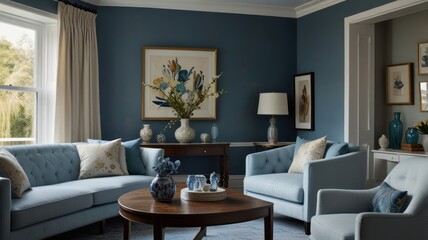 Blue Living Room Interior Design