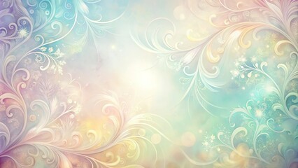 Pastel background with swirling textures and filigree patterns bathed in soft light