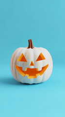 Fototapeta premium Minimalist carved pumpkin Halloween smiling face