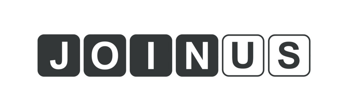 join us sign on white background	