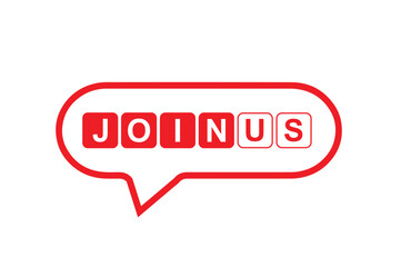 join us sign on white background	