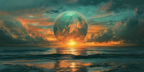 Glowing halo twisted clouds infinite horizon 