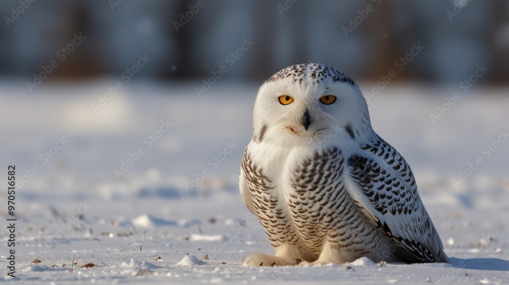 Wall mural Snowy Owl in Winter Wonderland