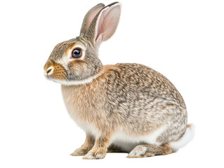 Fototapeta premium Light brown rabbit with grey fur, isolated on transparent background