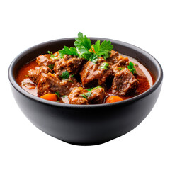 Fototapeta premium Delicious Beef Stew in Black Bowl