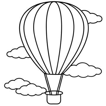recommend clip art: hot air balloon and clouds outline coloring book page line art drawing