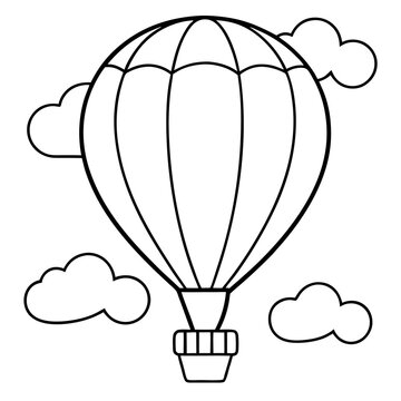 recommend clip art: hot air balloon and clouds outline coloring book page line art drawing