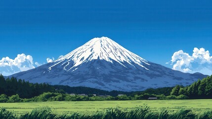 panoramic view of Mount Fuji during a clear summer day