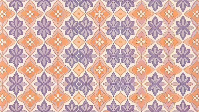 Charming retro background featuring tessellated patterns in lavender and peach tones with tiles