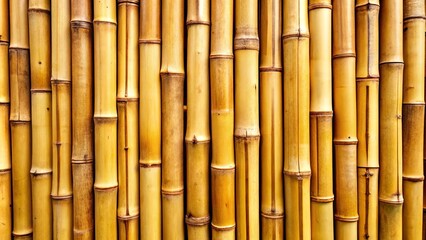 Fototapeta premium Natural bamboo texture wall in soft golden tones during daylight, creating a warm and inviting atmosphere
