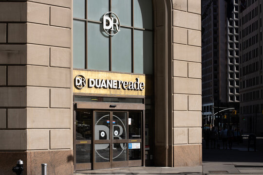 New York, NY, USA - July 4, 2022: Front view of a Duane Reade store in Lower Manhattan, New York City. Duane Reade Inc. is a chain of pharmacy and convenience stores owned by Walgreens Boots Alliance.