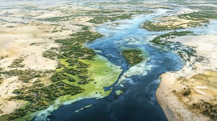 scene of a desert river delta.