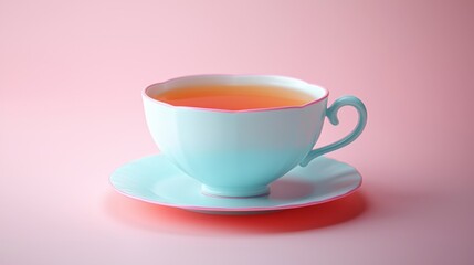 Obraz premium Teacup on Pink Background.