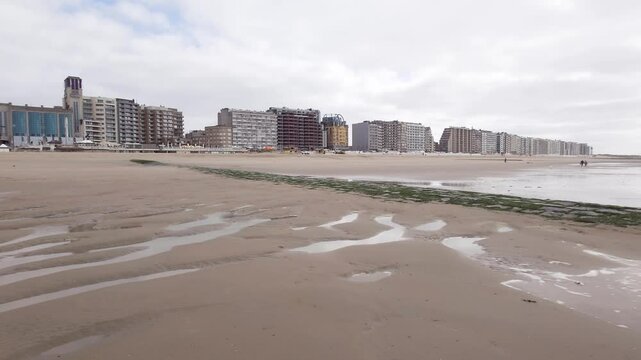 Panoramic skyline view of Blankenberge at the North Sea - Belgian coast, Belgium