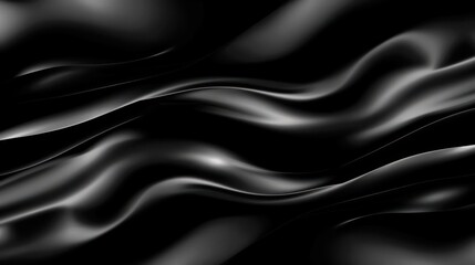 Fototapeta premium A smooth, flowing black fabric texture with soft waves, evoking elegance and sophistication.