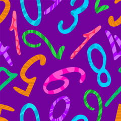 Modern children's bright pattern with numbers for school, design, sale, banner