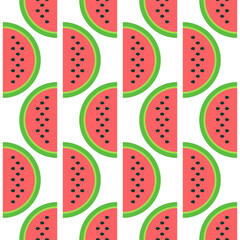 Half watermelon pattern in flat style on white background