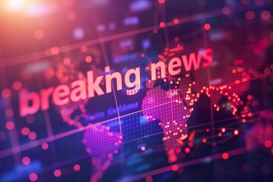 Breaking news coverage with world map background highlighting global events and developments