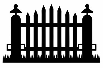 fence black icon vector, Old rustic fence silhouette, wooden fence vector