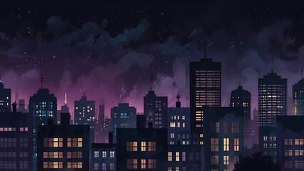 Foggy Night Cityscape