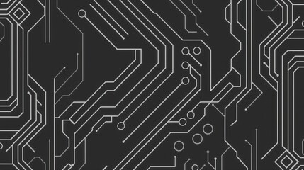 Abstract design featuring intricate circuit patterns on a dark background, suggesting technology and connectivity.