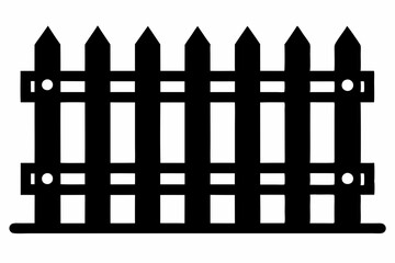 fence black icon vector, Old rustic fence silhouette, wooden fence vector
