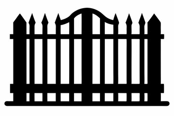 fence black icon vector, Old rustic fence silhouette, wooden fence vector